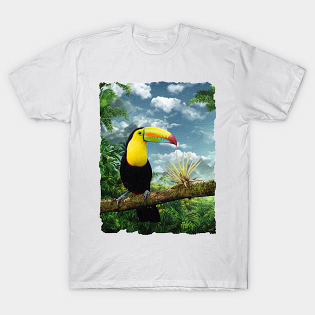 Keel Billed Toucan Jungle View T-Shirt by PhotoArts